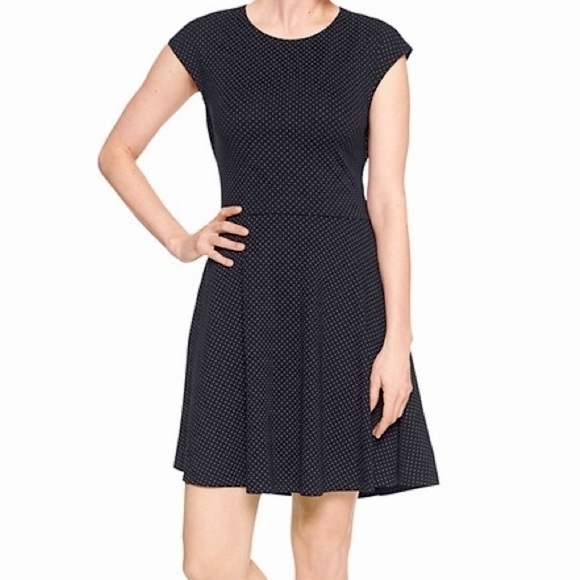 GAP Dresses & Skirts - Gap Black Polka Dot Cap-Sleeve Fit and Flare Dress